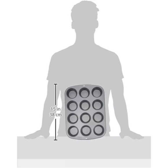 Wilton Muffin Pan Heavy Gauge Steel  12 Cup - 2 Pack Bakers Lot Cake Treats Home - Picture 8 of 8